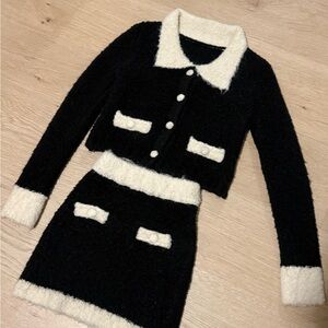 Chic Black and Cream Knit Set